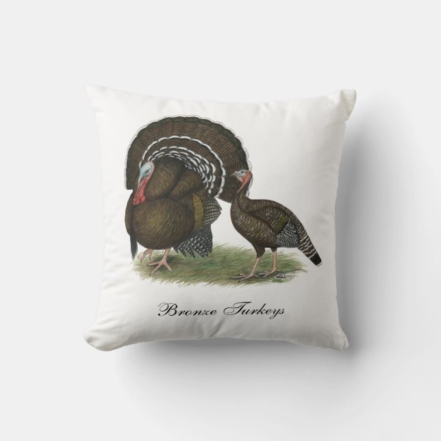 Turkey Standard Bronze Throw Pillow (Front)