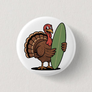 Turkey surfboard Surfing turkey Thanksgiving Sea 1 Inch Round Button