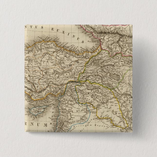 Turkey Syria map 2 Inch Square Button (Front)