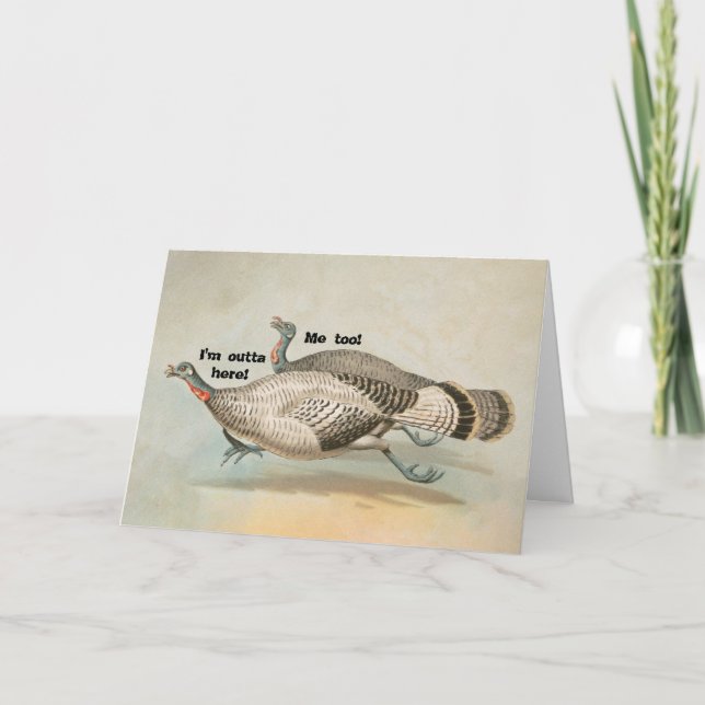 TURKEY TAKE OFF THANKSGIVING CARD (Front)