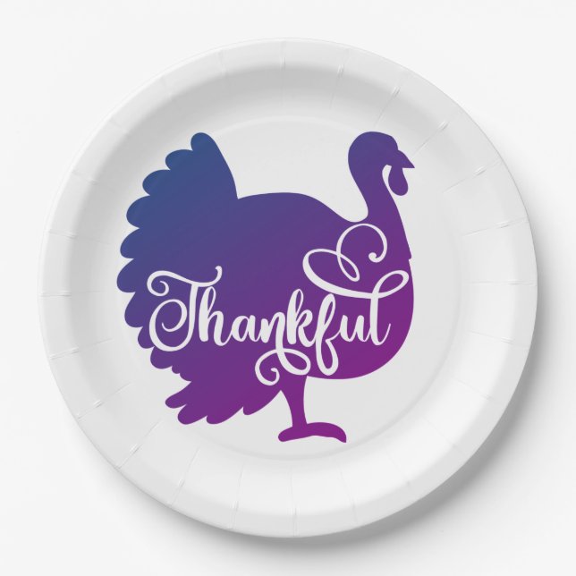 Turkey Thankful  Paper Plate (Front)