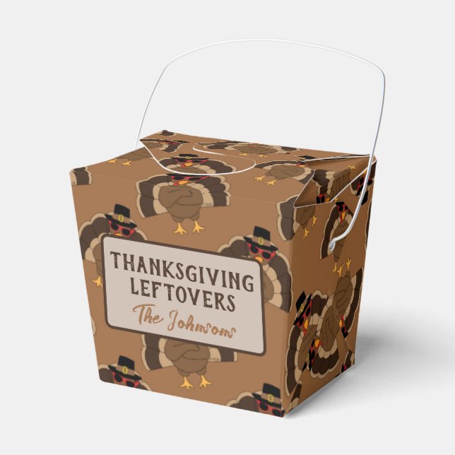 Turkey Thanksgiving brown pattern leftovers Favor Box (Front Side)