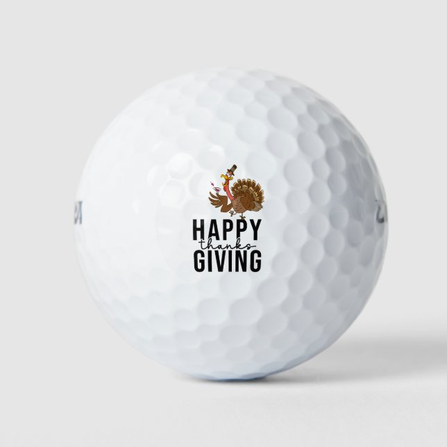 Turkey thanksgiving crew funny cute golfer golf balls (Front)