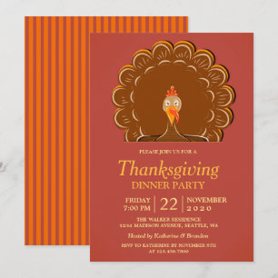 Turkey Thanksgiving Dinner Party Invitation