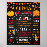 Turkey Thanksgiving First Birthday chalkboard