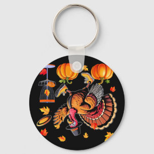 Turkey Thanksgiving Playing Disc Golf Matching Pla Keychain