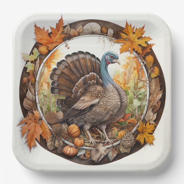 Turkey Tidings: Harvest Delights Paper Plate (Front)