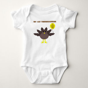 Turkey Time My 1st Thanksgiving Custom Baby Bodysuit