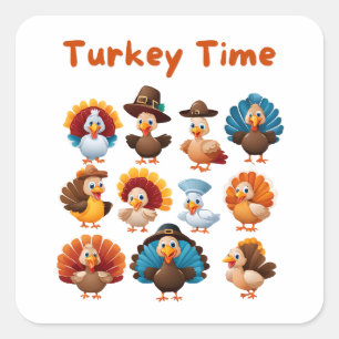 Turkey Time Square Sticker