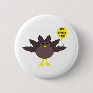 Turkey Time Thanksgiving Button