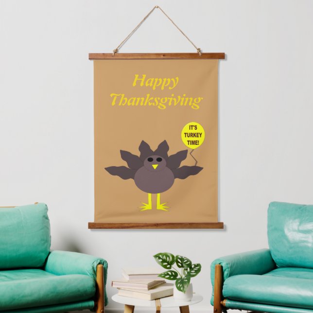 Turkey Time Thanksgiving Custom Hanging Tapestry (Living Room)