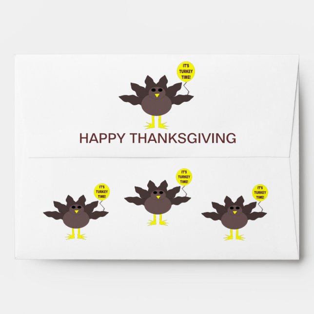 Turkey Time Thanksgiving Customizable Envelopes (Back (Top Flap))