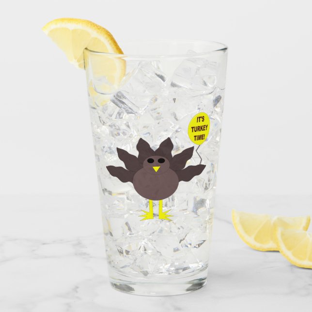 Turkey Time Thanksgiving Glass (Front Ice)