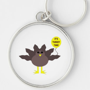 Turkey Time Thanksgiving Keychain