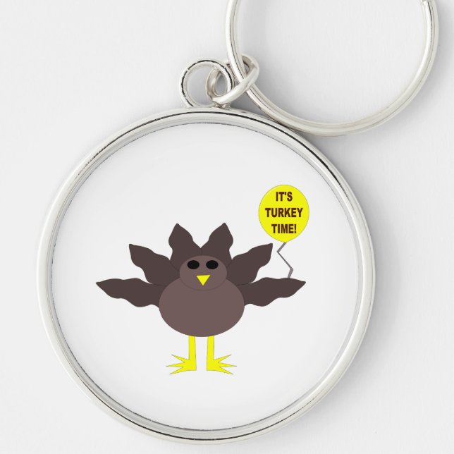Turkey Time Thanksgiving Keychain (Front)