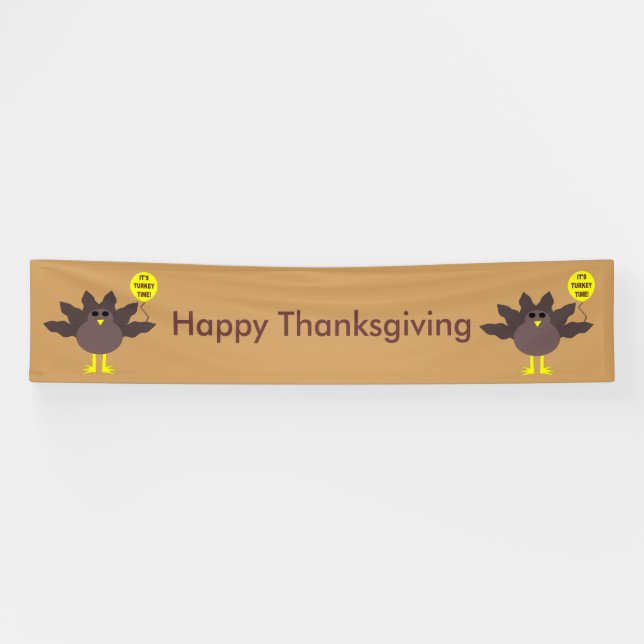 Turkey Time Thanksgiving Personalized Banner (Horizontal)