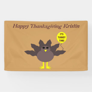 Turkey Time Thanksgiving Personalized Banner