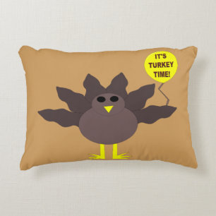 Turkey Time Thanksgiving Pillow