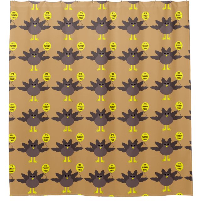 Turkey Time Thanksgiving Shower Curtain (Front)