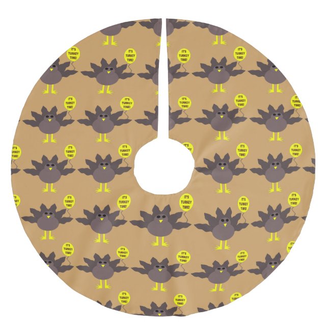 Turkey Time Thanksgiving Tree Skirt (Front)