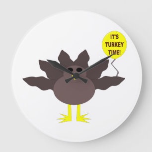 Turkey Time Thanksgiving Wall Clock
