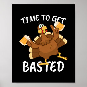Turkey Time To Get Sted Retro Happy Thanksgiving M Poster