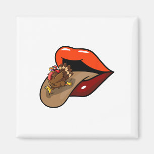 Turkey Tongue Out Thanksgiving Day Funny Lips Fall Magnet