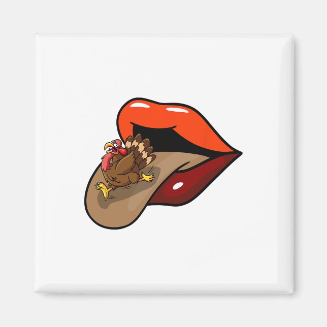 Turkey Tongue Out Thanksgiving Day Funny Lips Fall Magnet (Front)