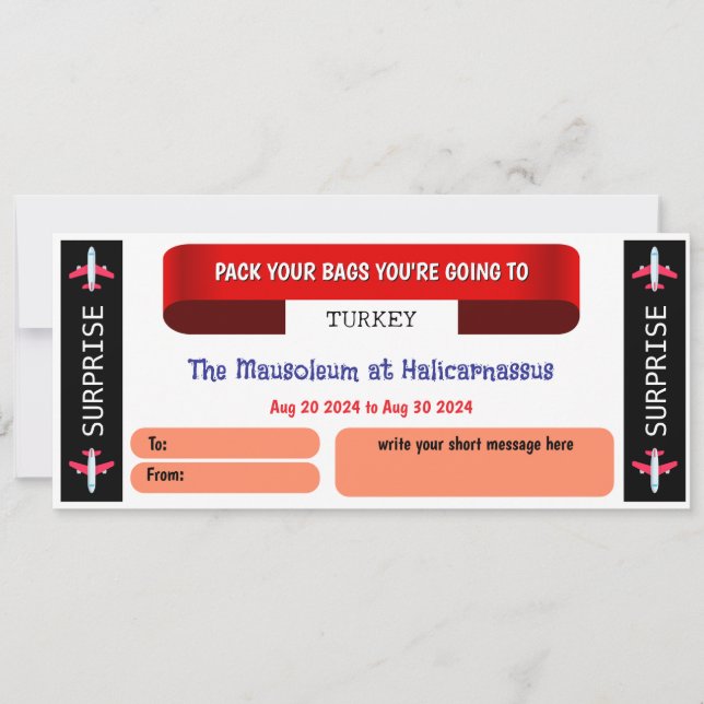 Turkey Travel Gift Voucher (Front)