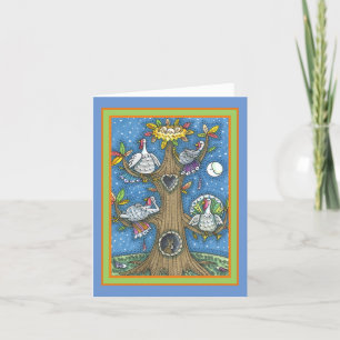 TURKEY TREE, THANKSGIVING FUNNY GOBBLERS ROOSTING HOLIDAY CARD