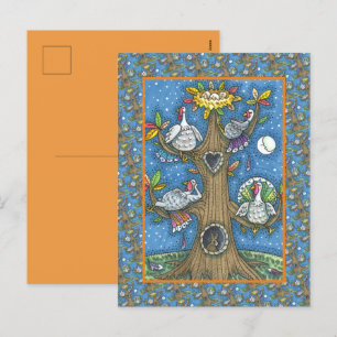 TURKEY TREE, THANKSGIVING FUNNY GOBBLERS ROOSTING HOLIDAY POSTCARD