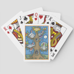TURKEY TREE, THANKSGIVING FUNNY GOBBLERS ROOSTING PLAYING CARDS