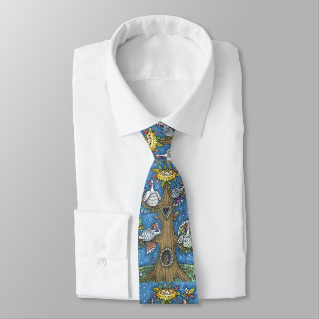 TURKEY TREE, THANKSGIVING FUNNY GOBBLERS ROOSTING TIE (Tied)