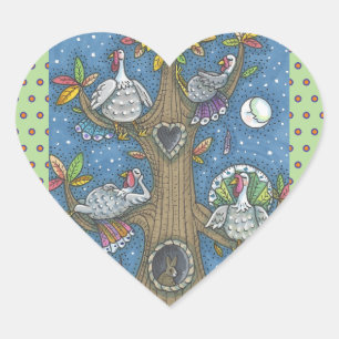 TURKEY TREE, THANKSGIVING GOBBLERS STICKERS Heart