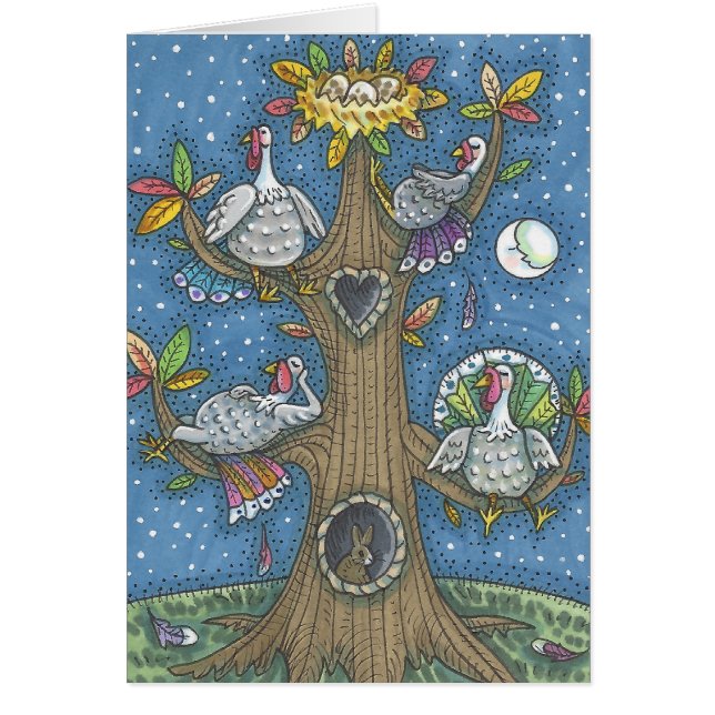 TURKEY TREE THANKSGIVING HUMOR GREETING CARD Blank (Front)