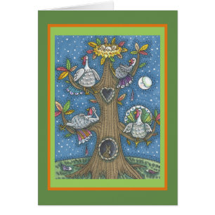 TURKEY TREE THANKSGIVING HUMOR GREETING CARD Verse
