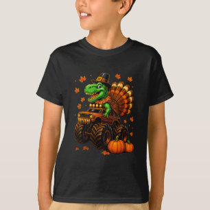 Turkey Trex Monster Truck Dinosaur Fall Thanksgivi T-Shirt