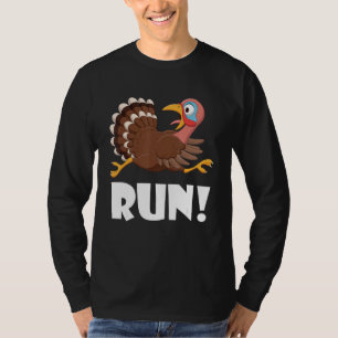 Turkey Trot Adult Running Costume Face Run Thanksg T-Shirt