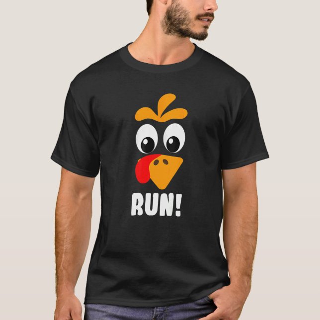 Turkey Trot Adult Running Costume Face Run Thanksg T-Shirt (Front)