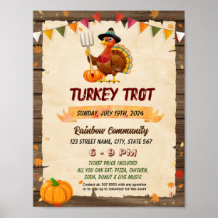 Turkey Trot event flyer poster template