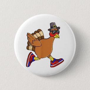 Turkey Trot Funny Thanksgiving Day Running Pilgrim 2 Inch Round Button