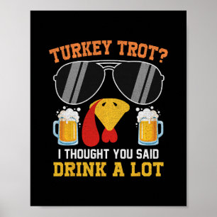 Turkey Trot Squad Drinking Matching Thanksgiving R Poster