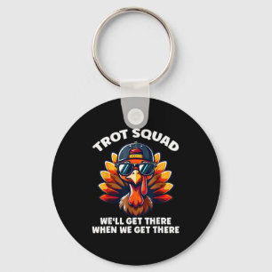 Turkey Trot Squad Funny Thanksgiving Running Costu Keychain