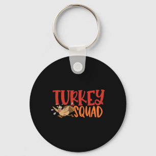 Turkey Trot Squad Funny Thanksgiving Running Match Keychain