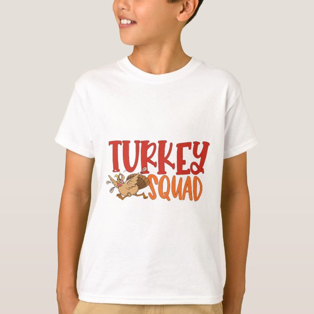 Turkey Trot Squad Funny Thanksgiving Running Match T-Shirt (Front)