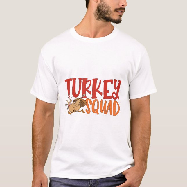 Turkey Trot Squad Funny Thanksgiving Running Match T-Shirt (Front)