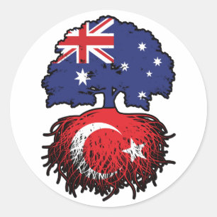 Turkey Turkish Australian Australia Tree Roots Classic Round Sticker