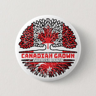 Turkey Turkish Canadian Canada Tree Roots Flag 2 Inch Round Button