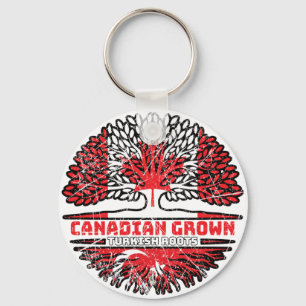 Turkey Turkish Canadian Canada Tree Roots Flag Keychain