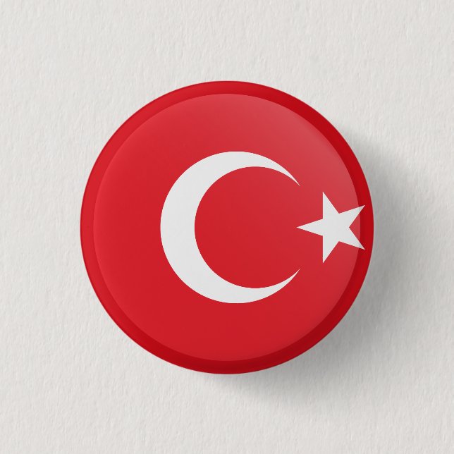 Turkey (Turkish) Flag 1 Inch Round Button (Front)